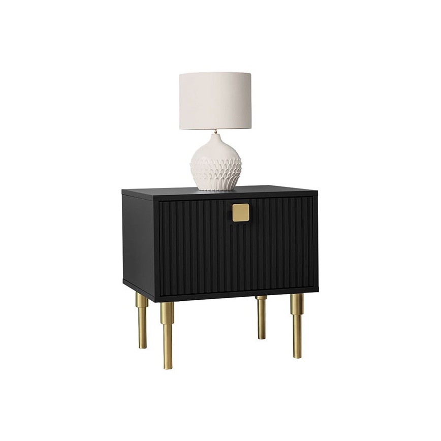 Nightstand DORSET 50x50 cm black/gold