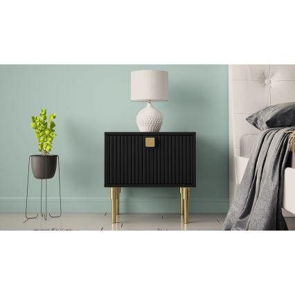 Nightstand DORSET 50x50 cm black/gold