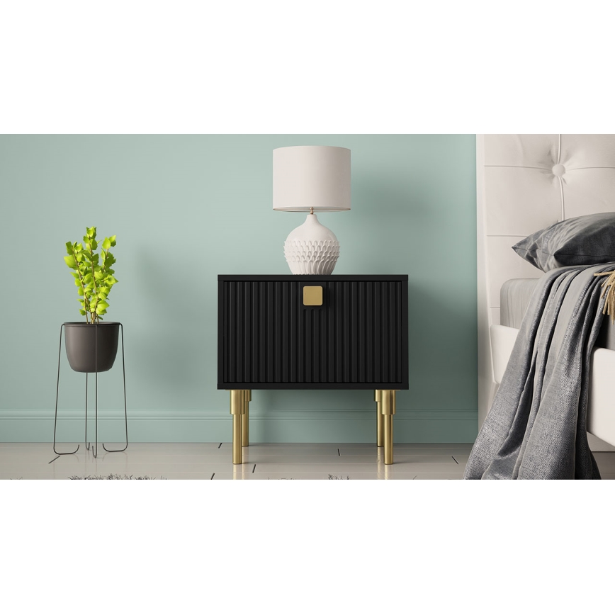 Nightstand DORSET 50x50 cm black/gold