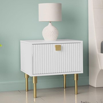 Nightstand DORSET 50x50 cm white/gold