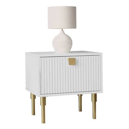 Nightstand DORSET 50x50 cm white/gold