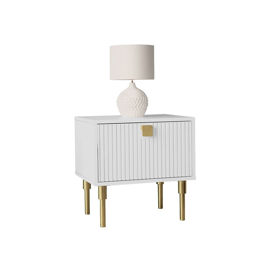 Nightstand DORSET 50x50 cm white/gold