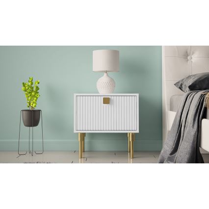 Nightstand DORSET 50x50 cm white/gold