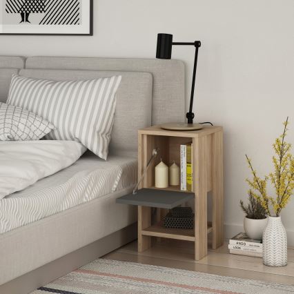 Nightstand EMA 55x30 cm brown/grey