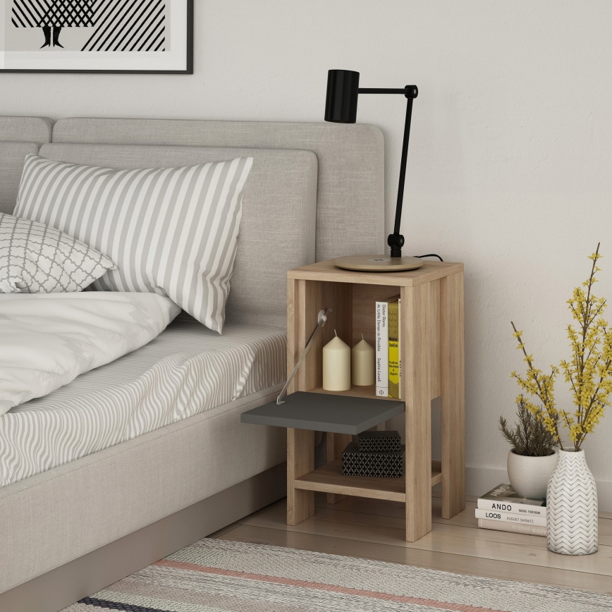 Nightstand EMA 55x30 cm brown/grey