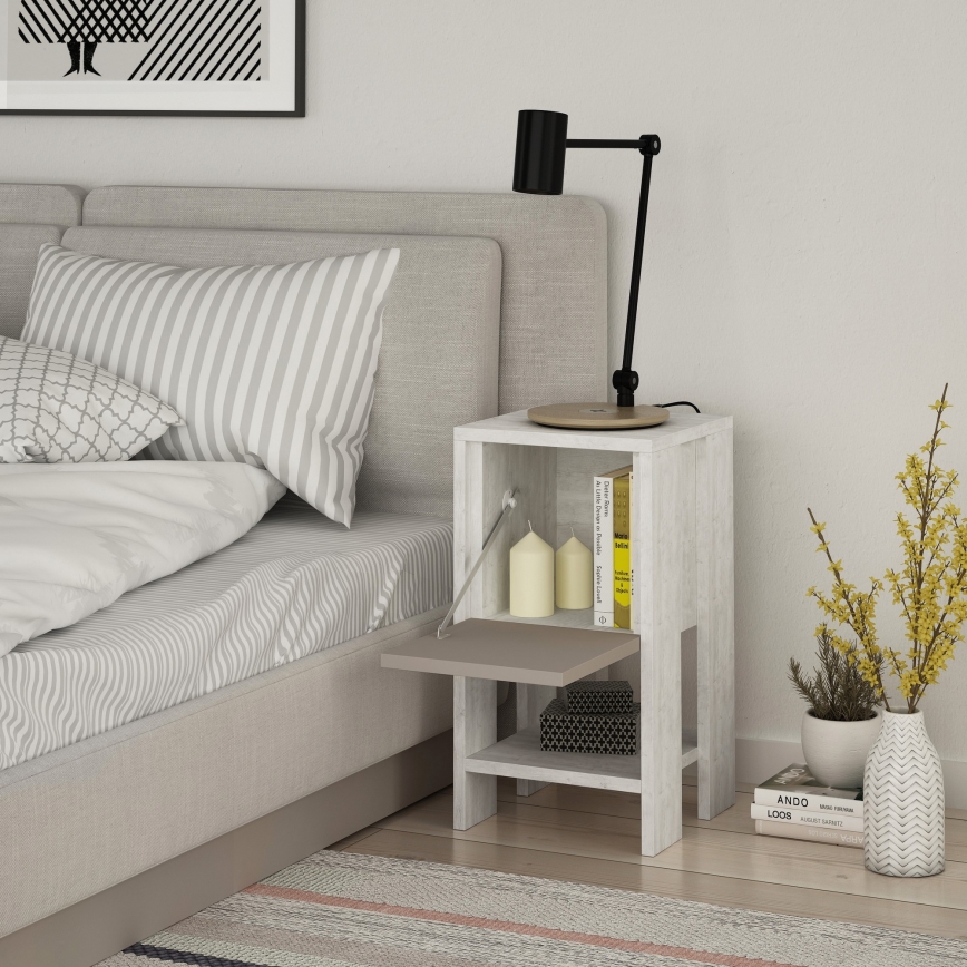 Nightstand EMA 55x30 cm white/beige