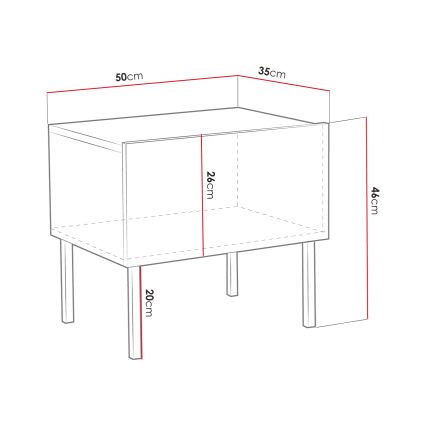 Nightstand EXITO 46x50 cm white/gold