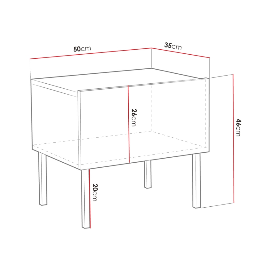 Nightstand EXITO 46x50 cm white/gold