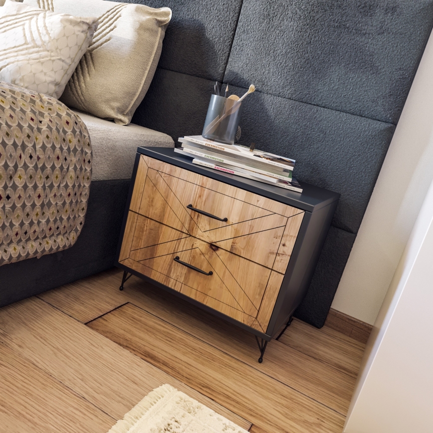 Nightstand FELICITA 55x50 cm black/brown