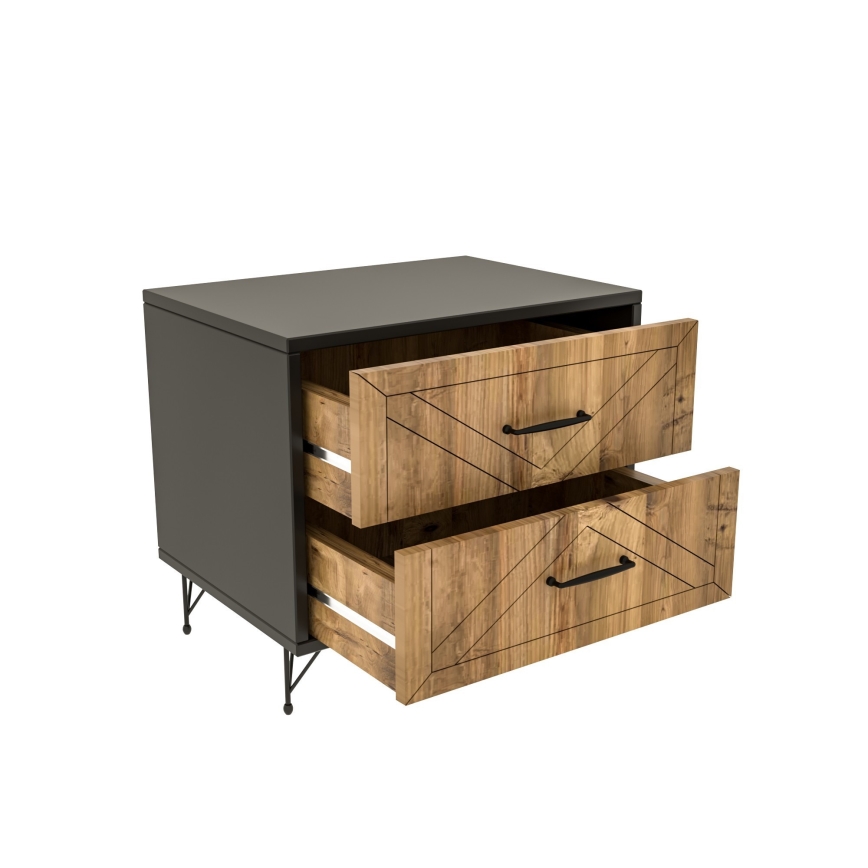 Nightstand FELICITA 55x50 cm black/brown