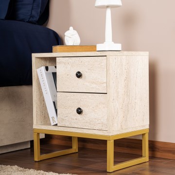 Nightstand GLIMMER 50x45,2 cm beige/gold