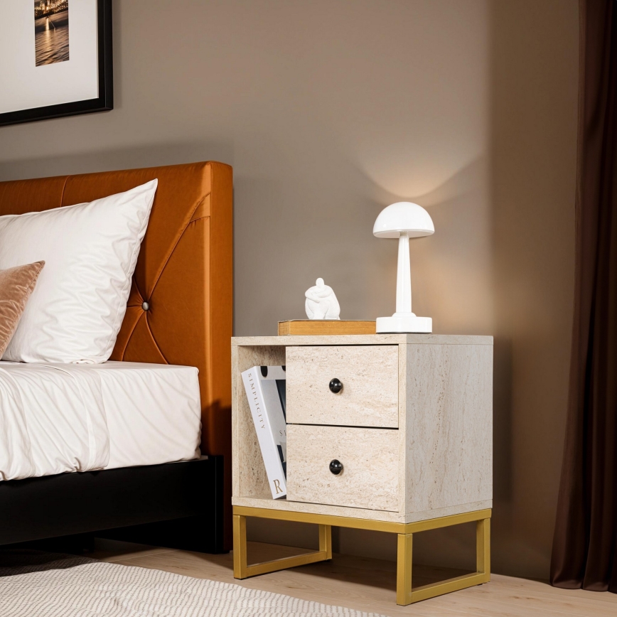 Nightstand GLIMMER 50x45,2 cm beige/gold