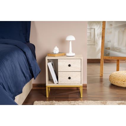 Nightstand GLIMMER 50x45,2 cm beige/gold