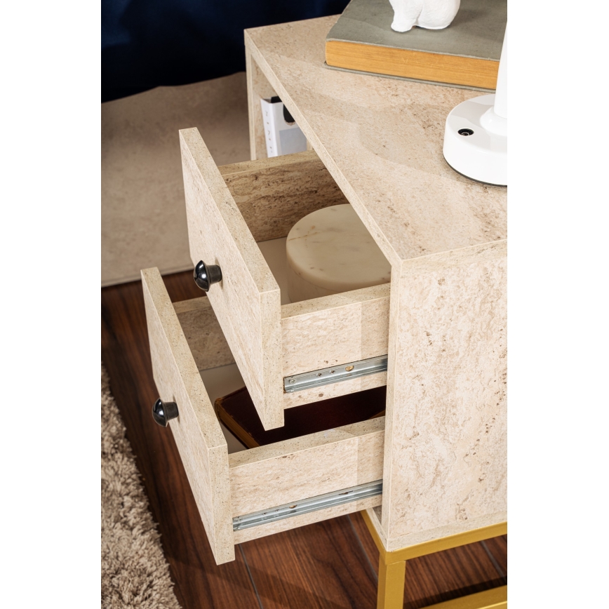 Nightstand GLIMMER 50x45,2 cm beige/gold