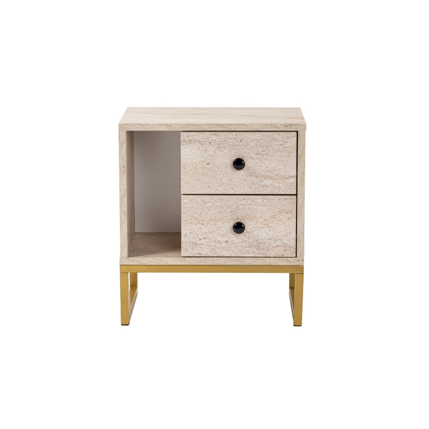 Nightstand GLIMMER 50x45,2 cm beige/gold