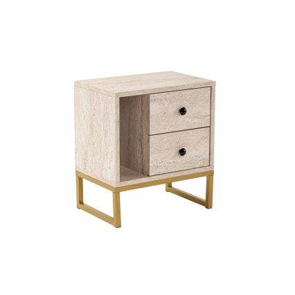Nightstand GLIMMER 50x45,2 cm beige/gold