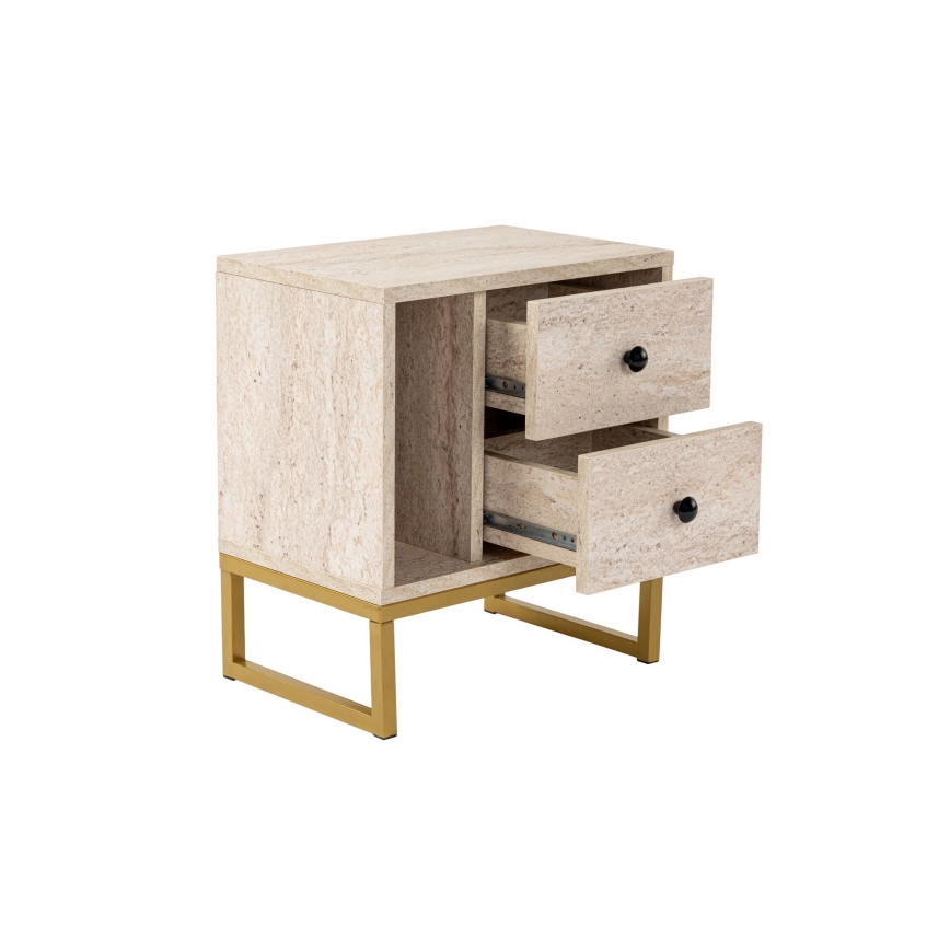 Nightstand GLIMMER 50x45,2 cm beige/gold