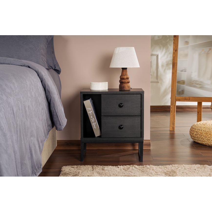 Nightstand GLIMMER 50x45,2 cm black