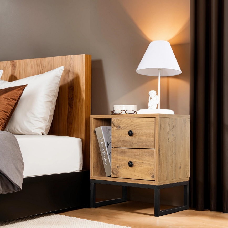 Nightstand GLIMMER 50x45,2 cm pine atlantic/black