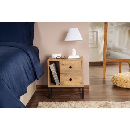 Nightstand GLIMMER 50x45,2 cm pine atlantic/black