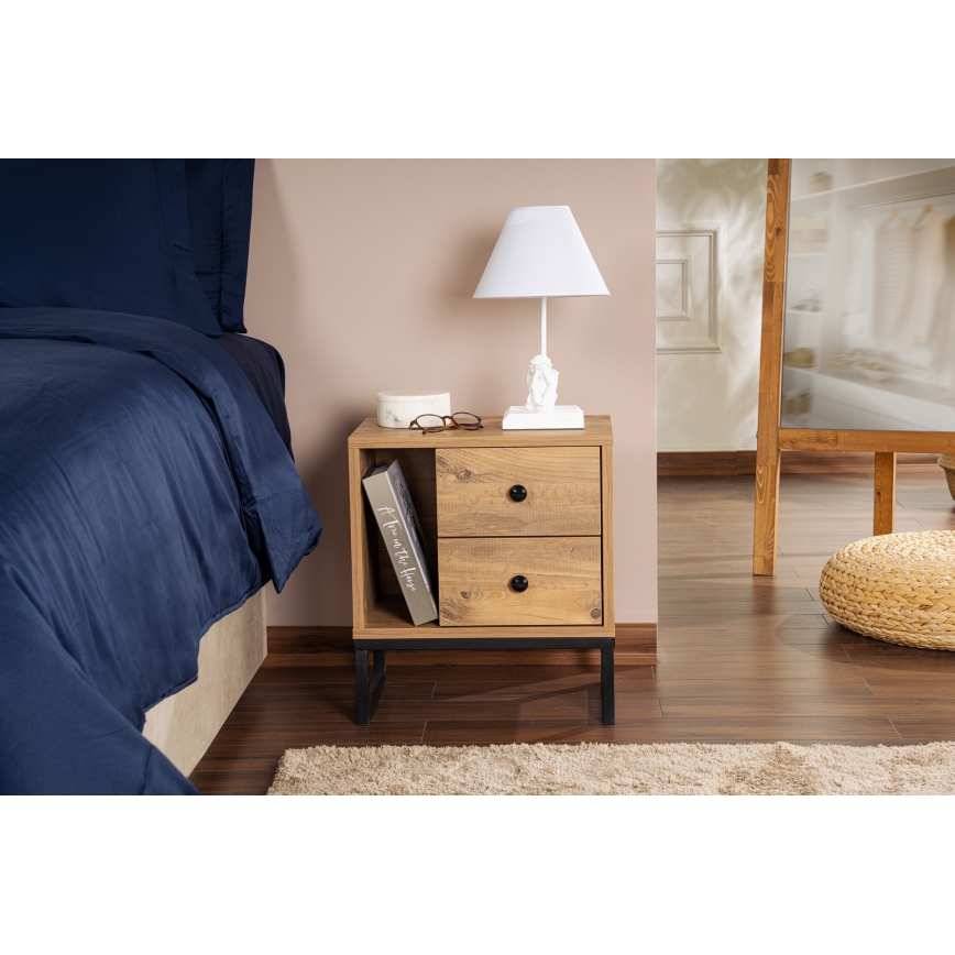 Nightstand GLIMMER 50x45,2 cm pine atlantic/black