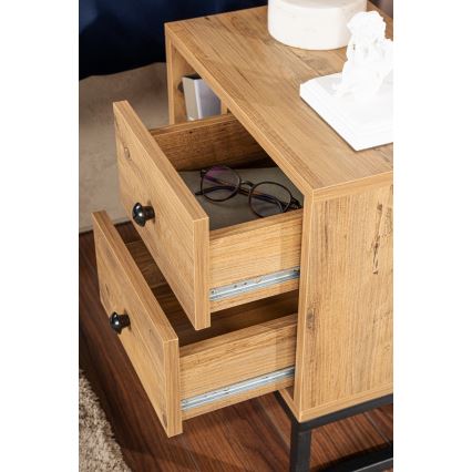 Nightstand GLIMMER 50x45,2 cm pine atlantic/black