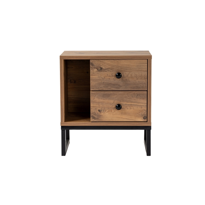 Nightstand GLIMMER 50x45,2 cm pine atlantic/black