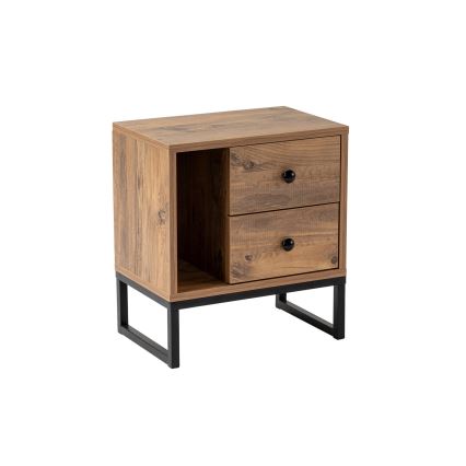 Nightstand GLIMMER 50x45,2 cm pine atlantic/black