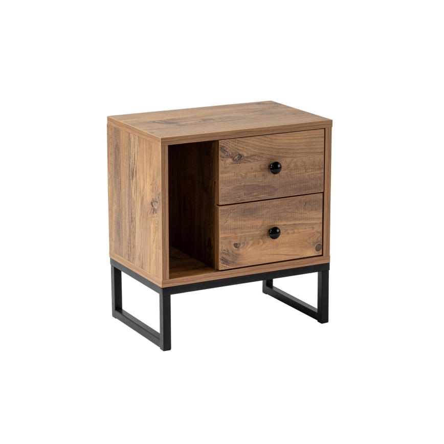 Nightstand GLIMMER 50x45,2 cm pine atlantic/black