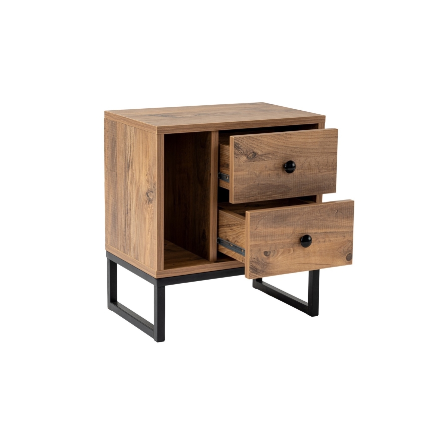 Nightstand GLIMMER 50x45,2 cm pine atlantic/black