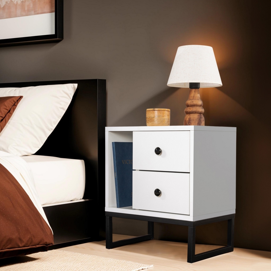 Nightstand GLIMMER 50x45,2 cm white/black