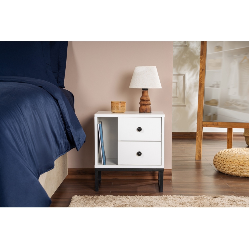 Nightstand GLIMMER 50x45,2 cm white/black