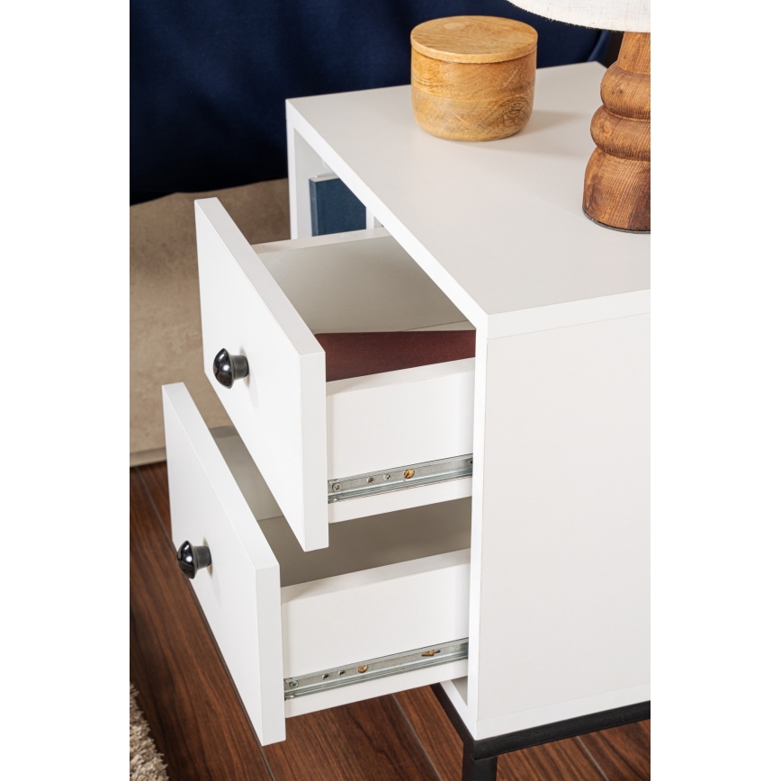 Nightstand GLIMMER 50x45,2 cm white/black