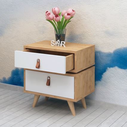 Nightstand LEIJA 59x50 cm white/beige