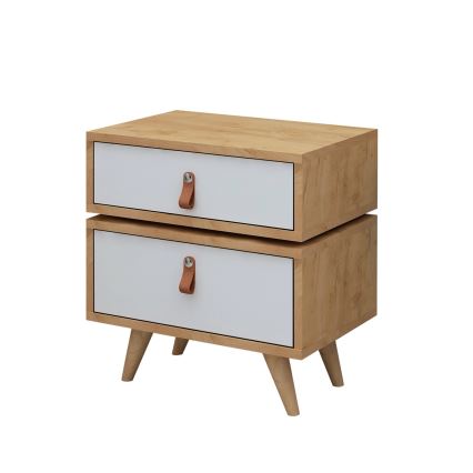 Nightstand LEIJA 59x50 cm white/beige