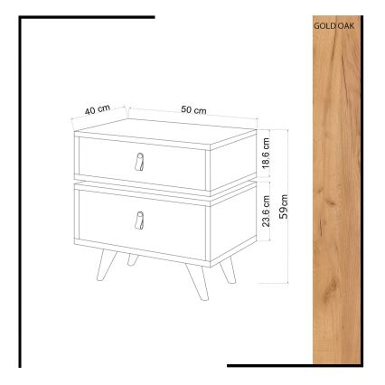 Nightstand LEIJA 59x50 cm white/beige