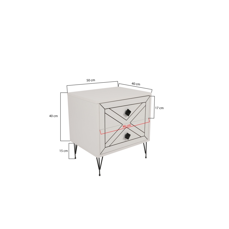Nightstand LUNA 50x55 cm white