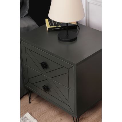 Nightstand LUNA 55x50 cm anthracite/black