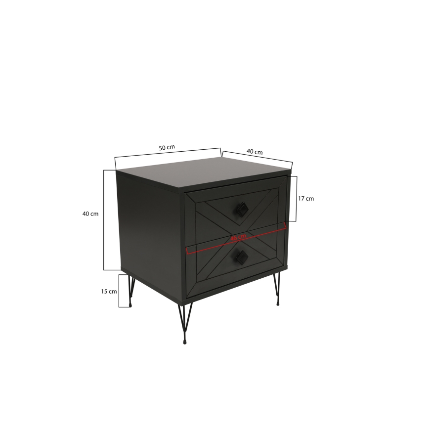 Nightstand LUNA 55x50 cm anthracite/black