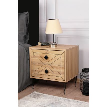 Nightstand LUNA 55x50 cm brown/black