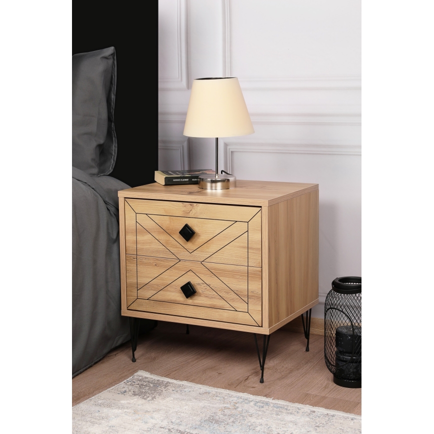 Nightstand LUNA 55x50 cm brown/black