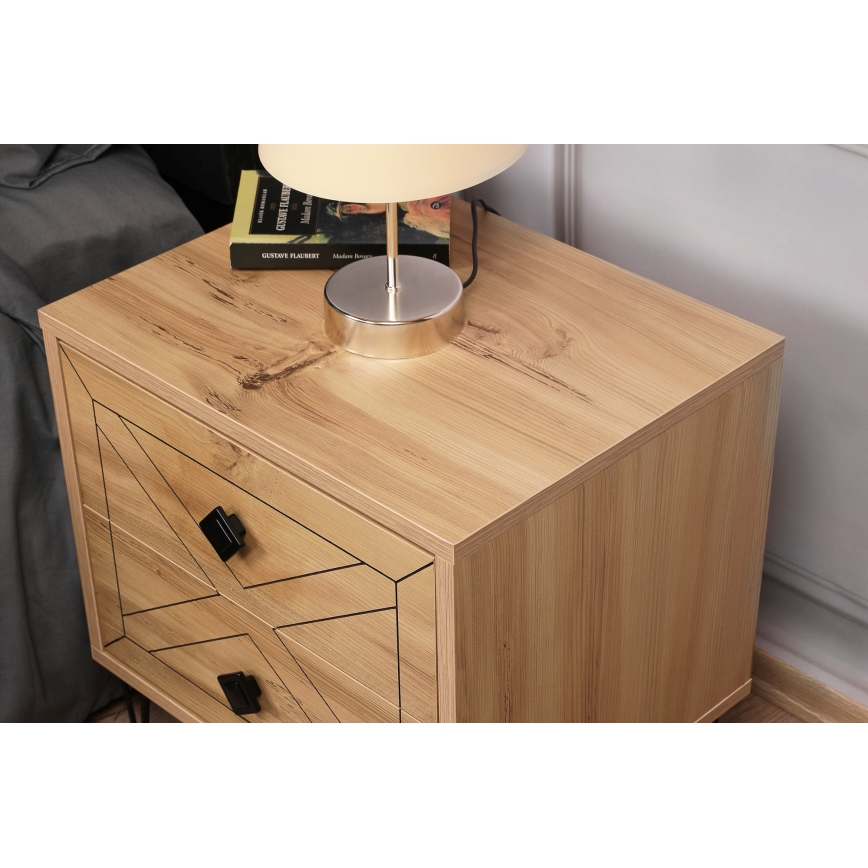 Nightstand LUNA 55x50 cm brown/black