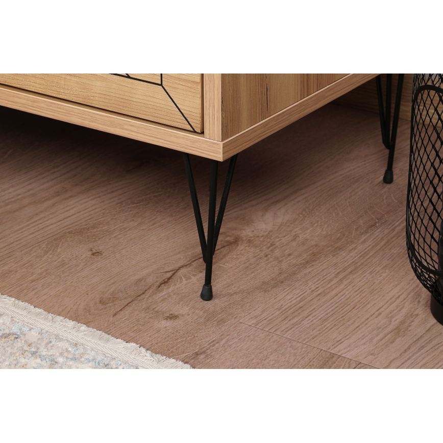Nightstand LUNA 55x50 cm brown/black