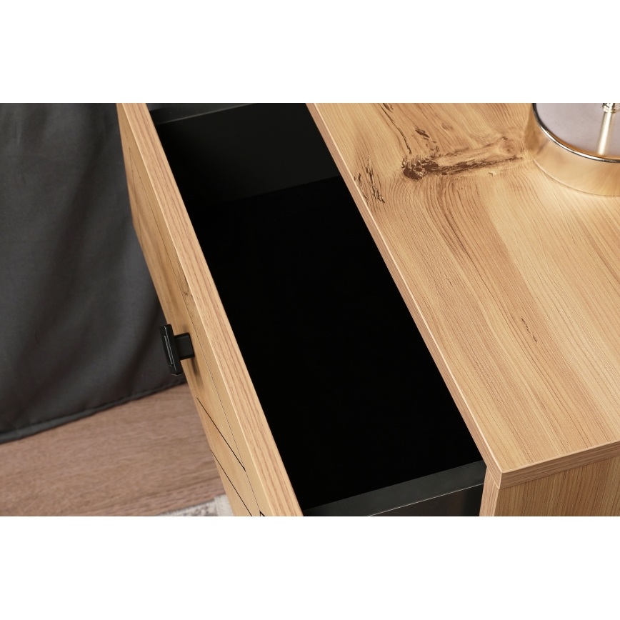 Nightstand LUNA 55x50 cm brown/black