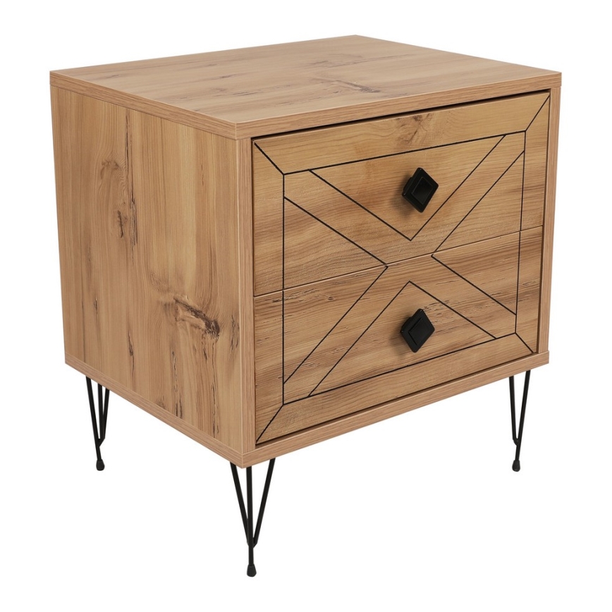 Nightstand LUNA 55x50 cm brown/black