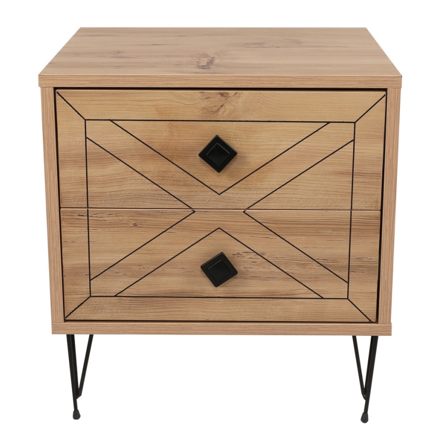 Nightstand LUNA 55x50 cm brown/black