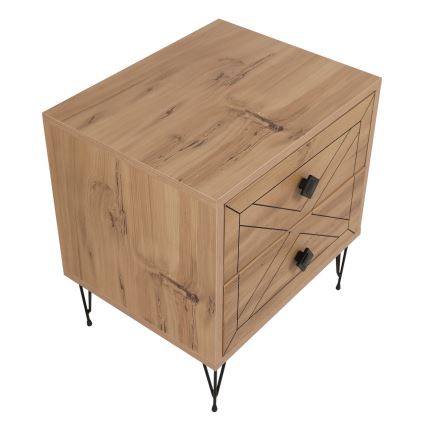 Nightstand LUNA 55x50 cm brown/black