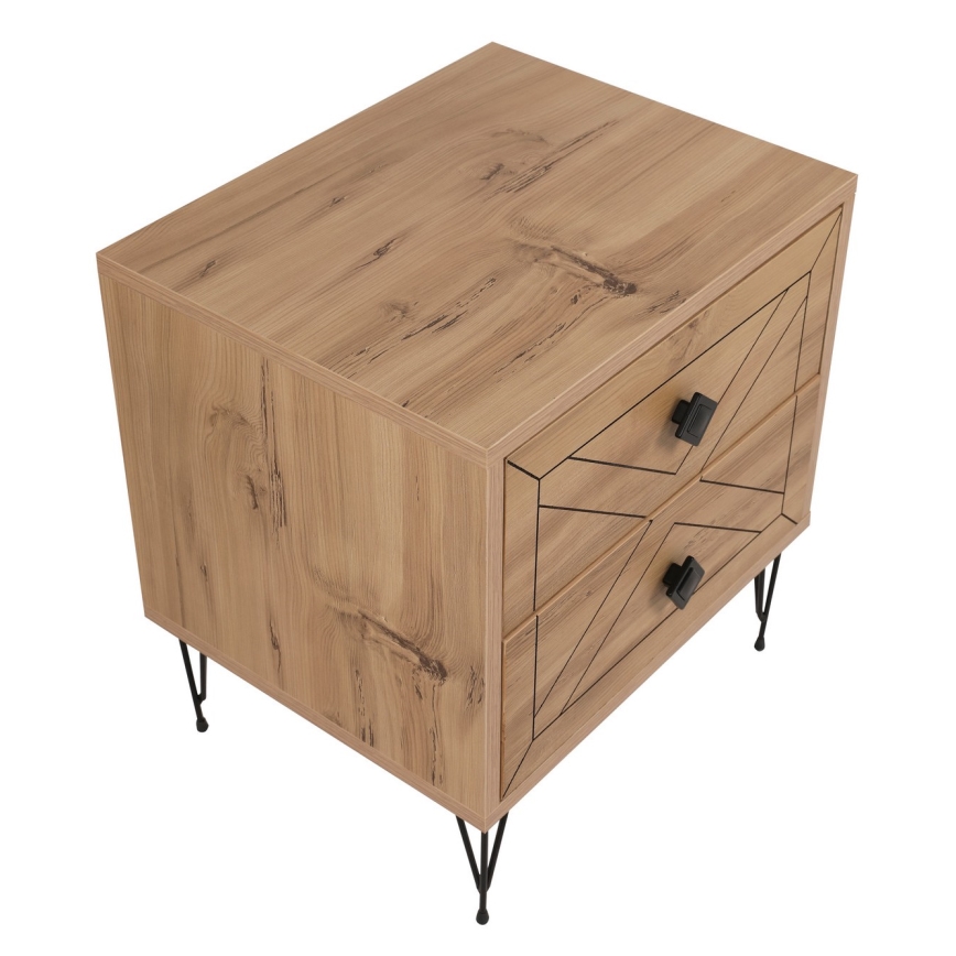 Nightstand LUNA 55x50 cm brown/black