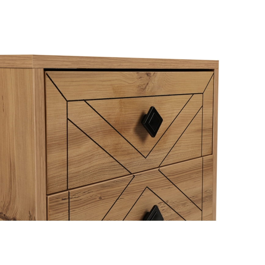 Nightstand LUNA 55x50 cm brown/black