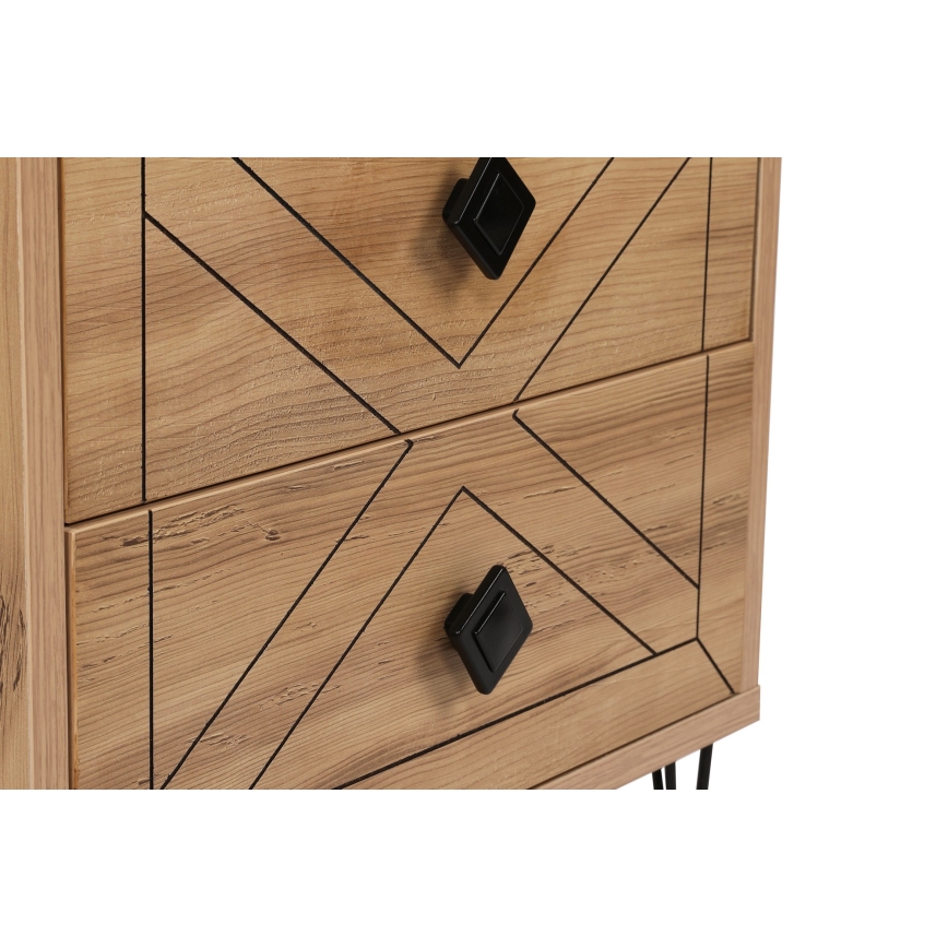 Nightstand LUNA 55x50 cm brown/black